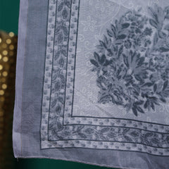 Women Pure Cotton White & Grey Printed Kurta with Trouser & Dupatta