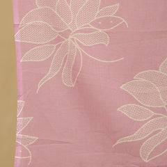 Women Pink Cotton Discharge Printed A-line Kurta With Trouser & Dupatta