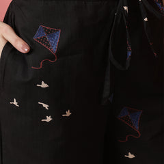 Women Black Pure Cotton Printed Top with Palazzo Co-ord Set