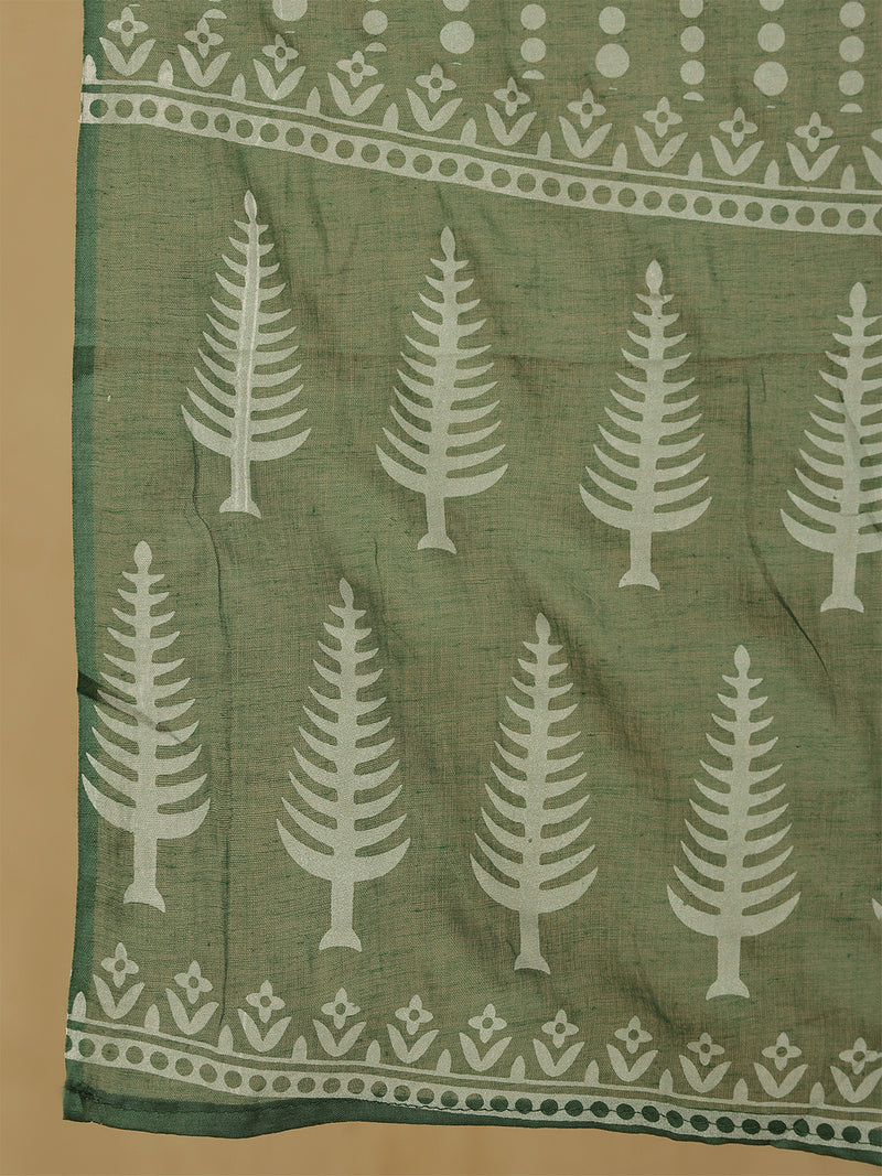 Women Green Regular Wear Kurta With Trouser & Dupatta