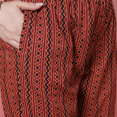 Women Black Cotton Hand Block Printed Kurta with Trouser & Dupatta