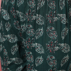 Women Green Floral Printed Hand Work Anarkali Kurta with Trouser & Dupatta
