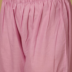Women Cotton Discharge Printed A-line Kurta with Trouser & Dupatta